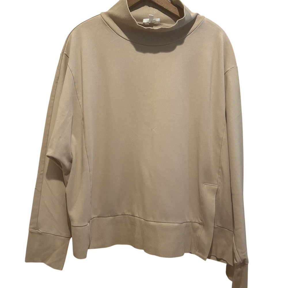 Haven Well Within Talbots Sz XXL Tan Sweatshirt-Mock Neck-Loungewear-Athleisure